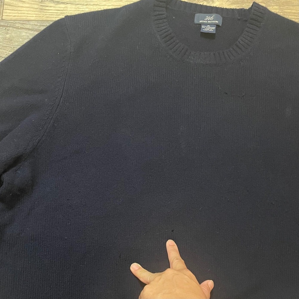 Brooks Brothers‎ 346 Mens Navy Lambswool Cashmere Sweater Crewneck XL - Picture 6 of 11
